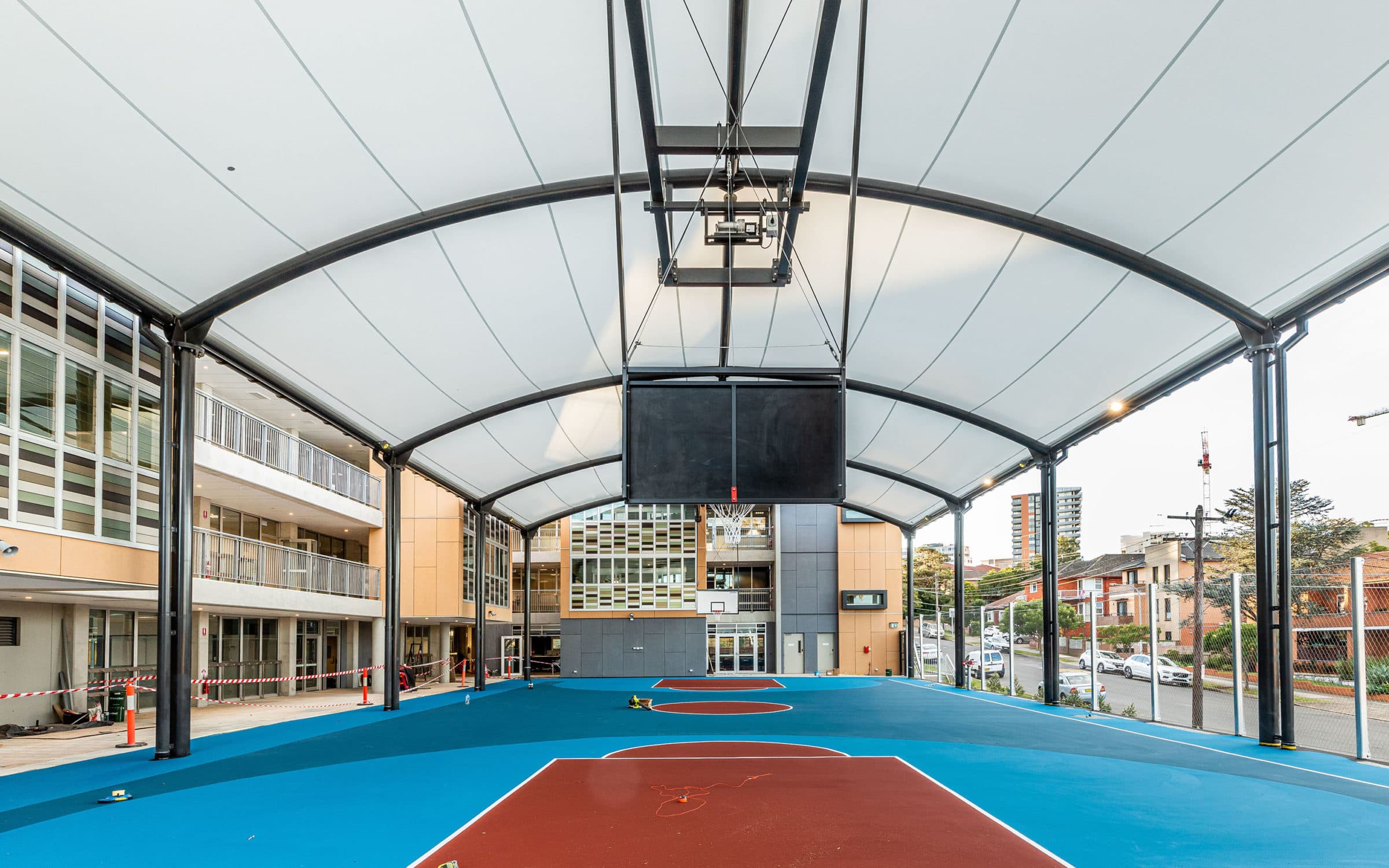 A covered space for outdoor recreation